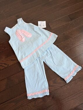 Vintage The Bailey Boys Blue Corduroy Pink Ballet Slipper Pant Set